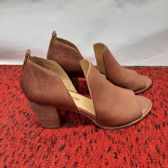Lucky Brand Junai Women's Booties Heeled Sandals Cut Out Brown Leather SZ 9.5M - Picture 4 of 14